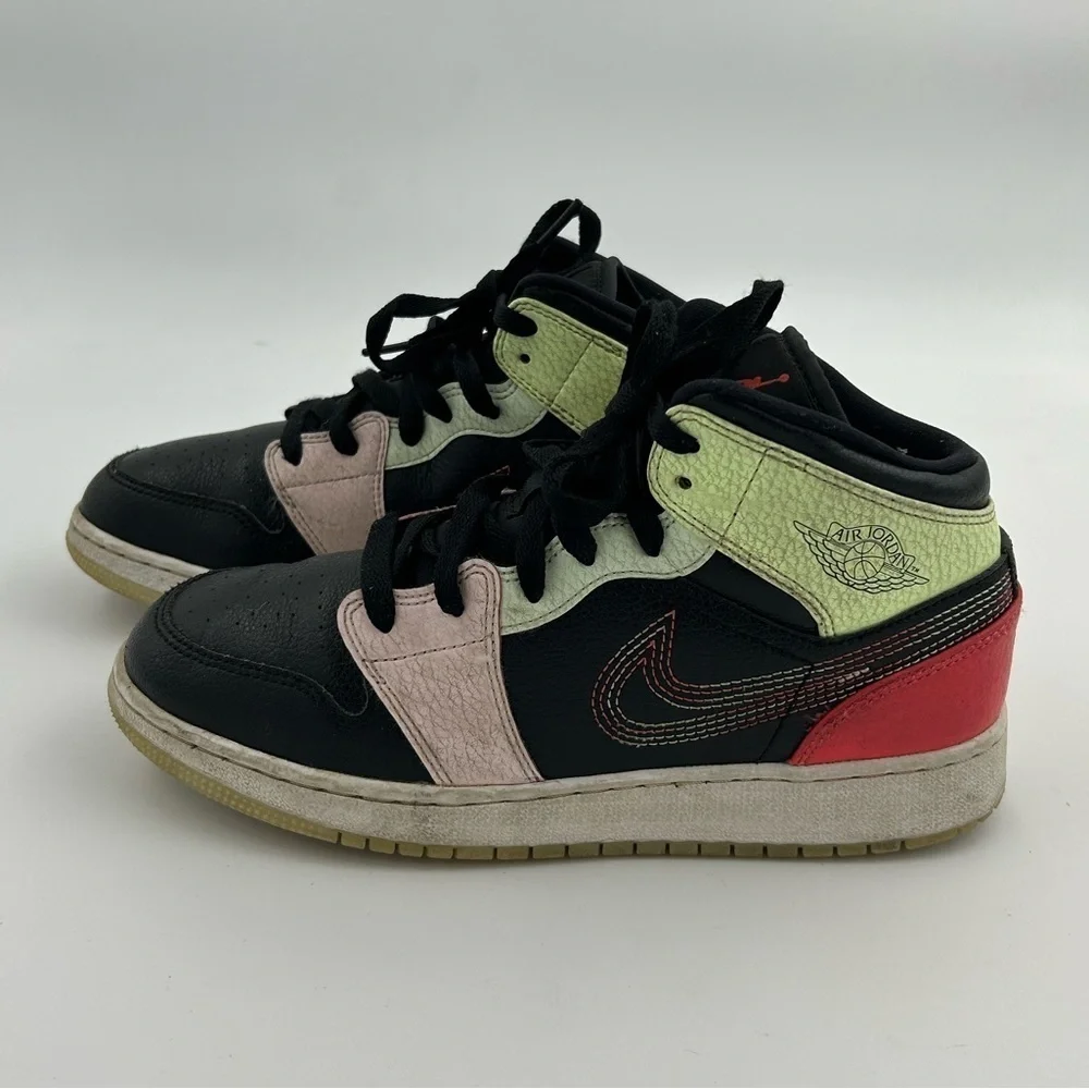 Nike Glow In The Dark Air Jordan 1 Mid With Multi-Stitched Swooshes